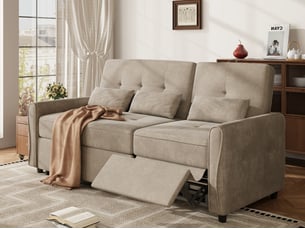 Canapé droit convertible <strong>BGSRYAO</strong> <strong></strong> 3 places Tissu marron