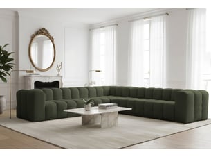 Canapé d'angle baloo corner grand, 8 places, pour salon, tissu tiffany, vert