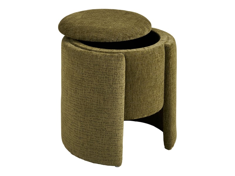  Walsdorf - pouf rond en chenille vert ø42x44 cm  - Conforama C