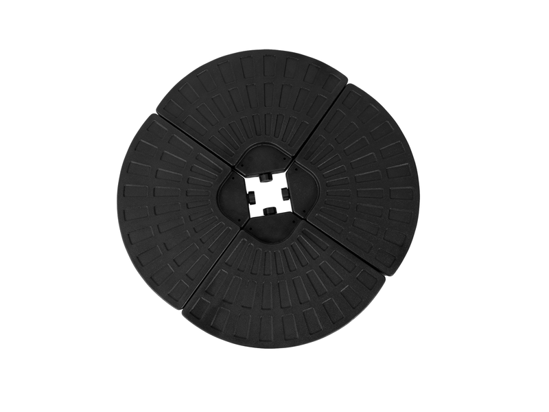 Plaques de lestage pour parasol déporté 26,38 x 18,31 x 2,76 po par plaque – noires – 4 pièces à remplir - Conforama A