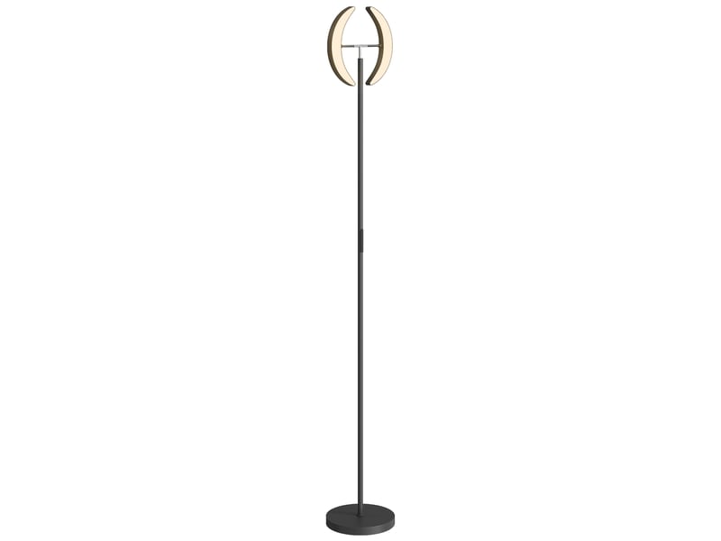  Lampadaire à intensité variable 2700k-6000k avec télécommande et double tête rotative à 350°, noir  - Conforama A