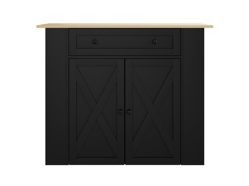  Ilot de cuisine avec plateau rabattable 120x75x97 cm mdf noir  - Conforama R