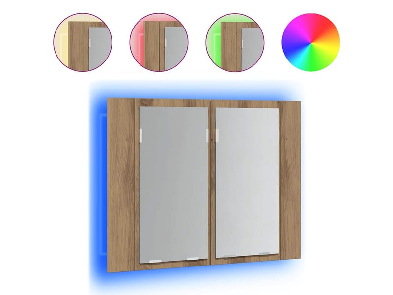  Armoire à miroir led chêne artisanal 60x12x45cm bois ingénierie  - Conforama A