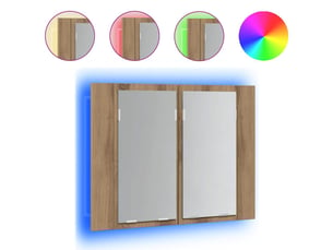 Armoire à miroir led chêne artisanal 60x12x45cm bois ingénierie
