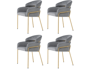 Lot de 4 chaises de salle à manger en velours gris cravdom