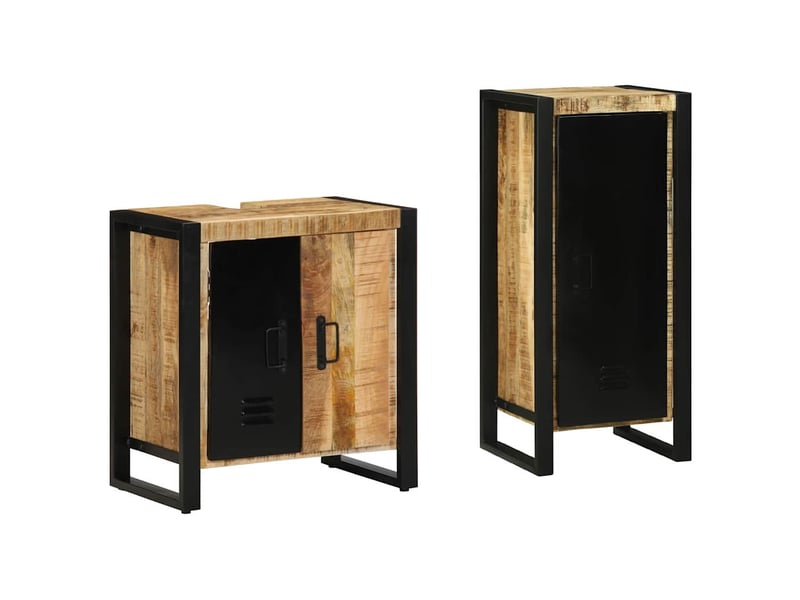 Ensemble de mobilier de salle de bain 2 pièces marron et noir cf64234 - Conforama C