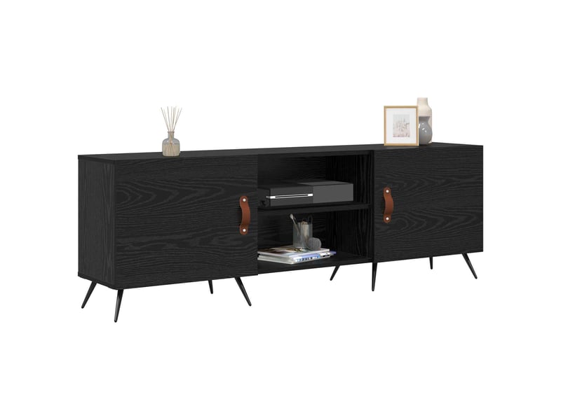  Meuble tv - banc tv - meuble de rangement 150 x 30 x 50 cm chêne noir bois d'ingénierie  - Conforama C