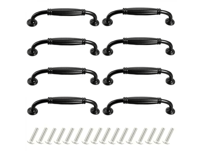 Jeu de 8 poignées de porte pour meubles, poignée moderne en alliage d'aluminium de 96mm pour tiroirs et armoires avec vis  - Conforama A