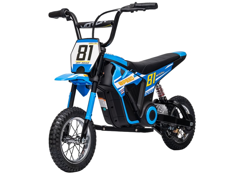 Moto électrique 24 v pour enfants, moteur 250 w, vitesse de 6 à 16 kmh, roues de 12 pouces, pour les enfants de 8 à 12 ans, bleue - Conforama B