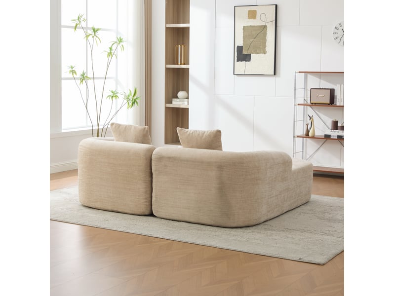  Canapé modulaire 2 places en chenille light khaki avec méridienne  - Conforama C