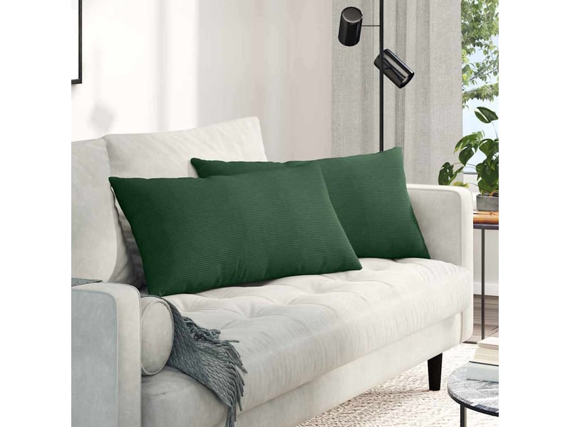 Lot de 2 coussins de canapé, coussins décoratifs vert foncé 80 x 40 cm cf59194 - Conforama B