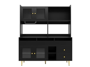 Buffet 4 porte(s) 5 tiroir(s) HAVRYA - 145 cm coloris noir