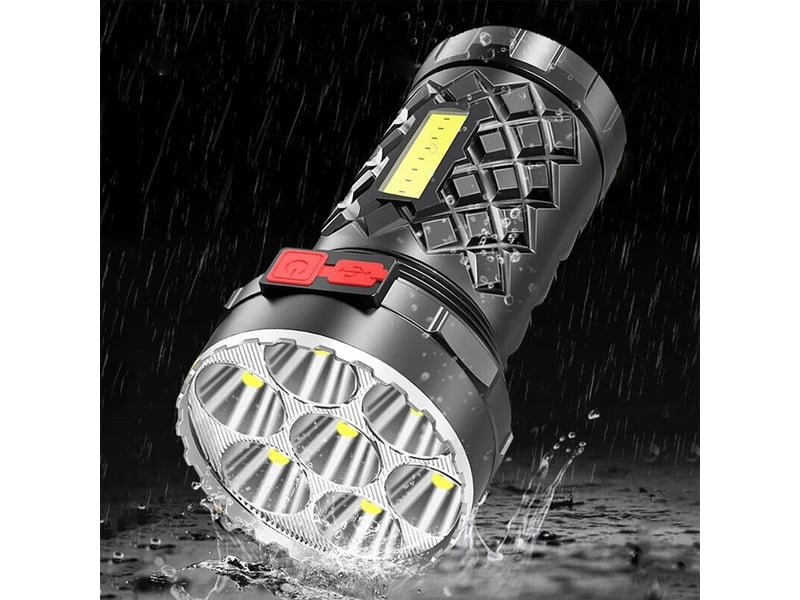  Double source de lumière puissante abs lampe de poche cob lumière latérale usb rechargeable lumineux led torche extérieure nuit pêche  - Conforama E