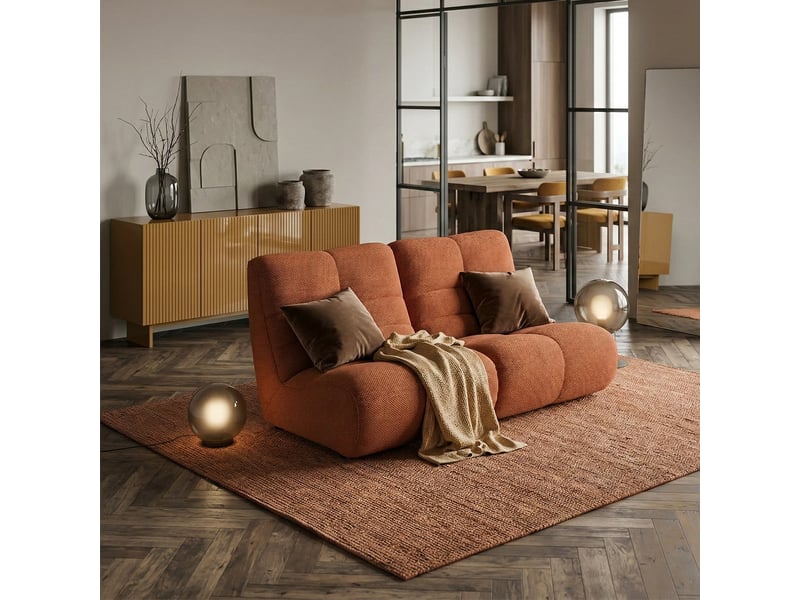  Canapé modulaire 2 places en velours doux design gardena - orange foncé  - Conforama B