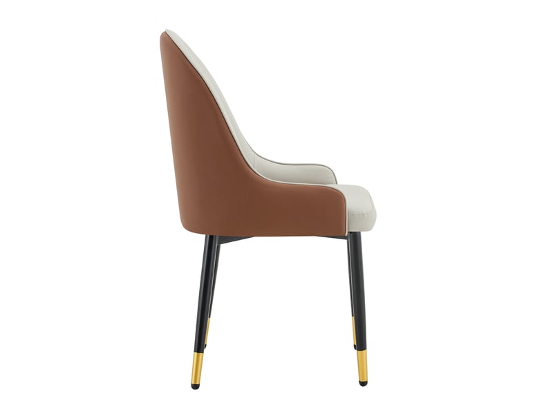 Lot de 2 chaises de salle à manger en similicuir pu gris chaud et marron W3658P425199 - Conforama B