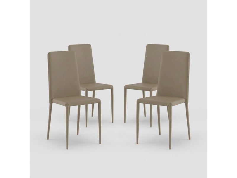  Lot de 4 chaises de salle à manger empilables en similicuir arianna - gris tourterelle  - Conforama A