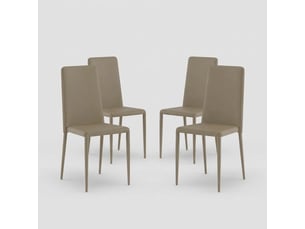 Lot de 4 chaises de salle à manger empilables en similicuir arianna - gris tourterelle