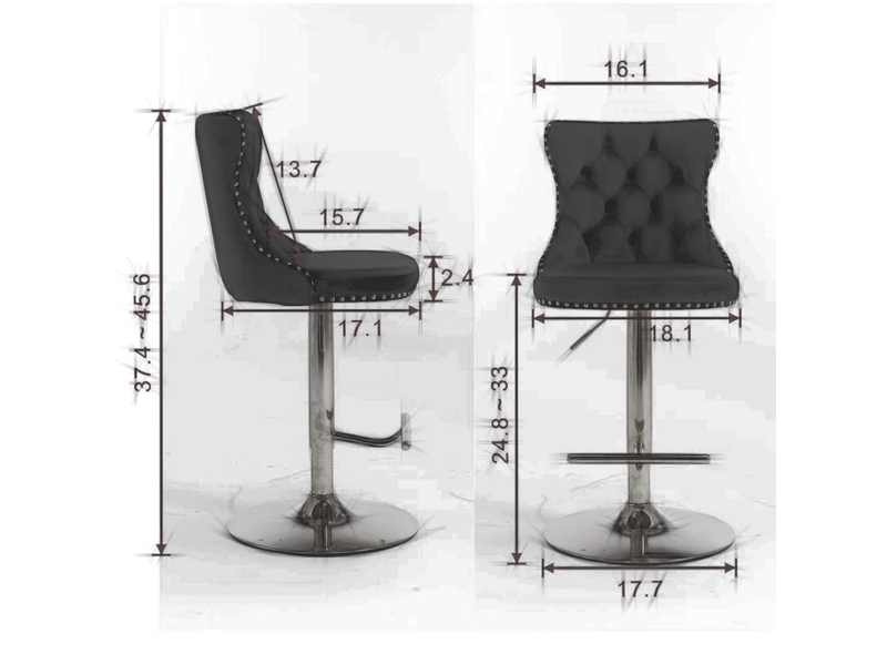  Tabouret de bar pivotant en velours beige, hauteur réglable, dossier capitonné, base dorée, lot de 2  - Conforama C