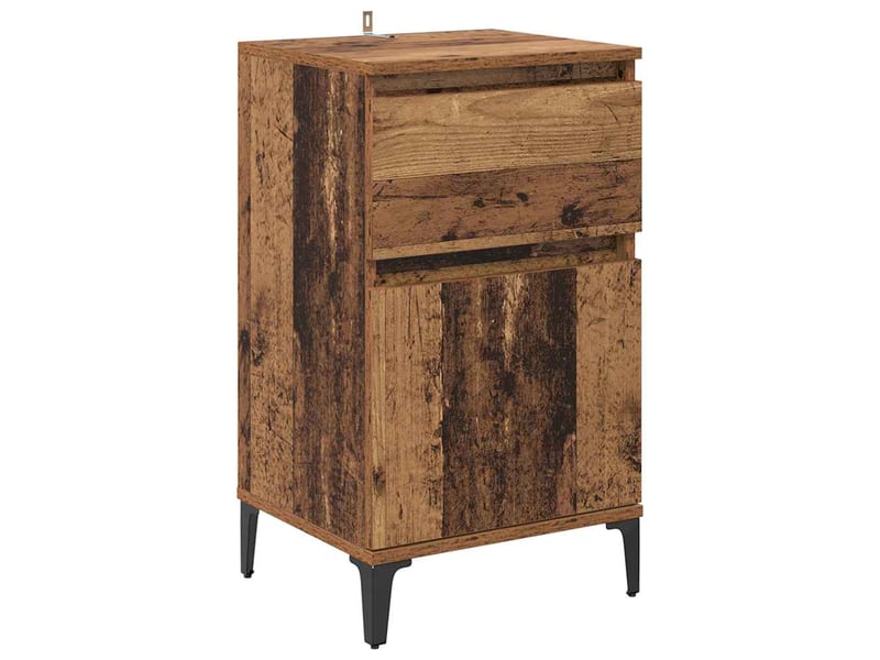  Table de chevet - cabinet de chevet - table de nuit 2 pc bois ancien 40 x 35 x 70 cm  - Conforama E