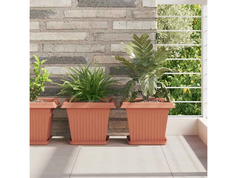  Jardinière - pot de fleurs carré 6 pcs rouge brique 28,5 x 28,5 x 22 cm  - Conforama B