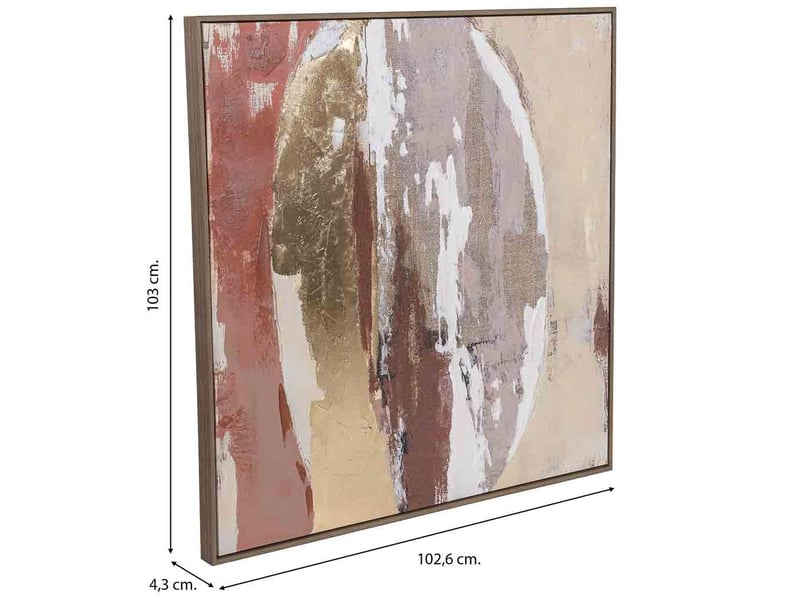  Tableau peint à la main avec cadre en bois doré 103x4x103h cm  - Conforama C