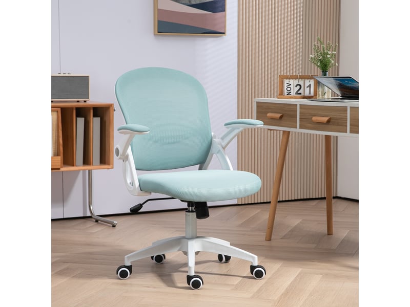  Chaise de bureau ergonomique avec dossier en maille et hauteur réglable, 65,5 x 61,5 x 88-97,5 cm, bleue  - Conforama D