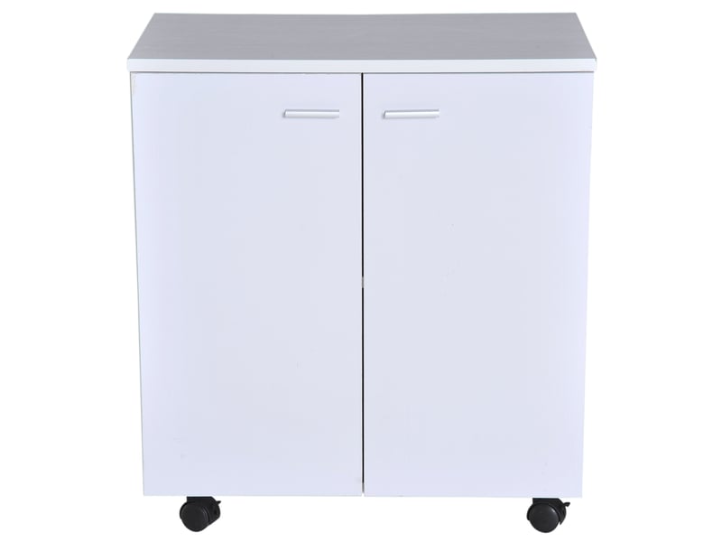  Meuble tv en bois à roulettes et 2 portes, meuble mobile, console avec tiroirs, 60 x 35 x 65 cm  - Conforama B