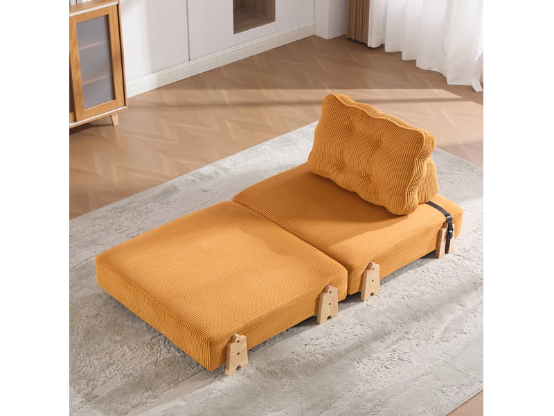  Fauteuil relax 90x86x84 cm en velours côtelé coloris orange  - Conforama B