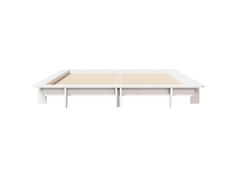  Lit double- lit adulte -  cadre de lit sans matelas blanc 140x200 cm bois de pin massif  - Conforama C