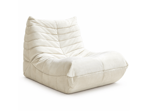 Fauteuil de sol lounge ergonomique 100x90x70 cm, grande assise confortable en tissu effet flanelle blanc