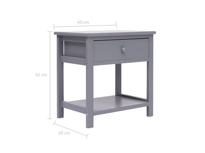  Table de chevet - cabinet de chevet - table de nuit gris 40x29x42 cm bois de paulownia  - Conforama E