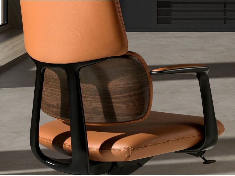 Chaise de bureau pivotante en similicuir marron 4261 - Conforama E