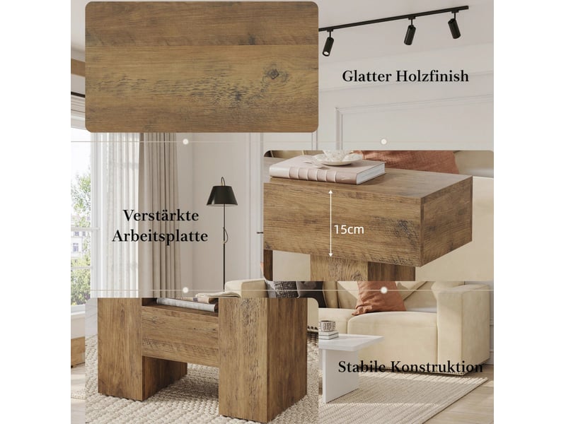 Table d’appoint 80x30x50 cm rangement ouvert mdf marron - Conforama D