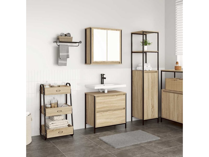  Ensemble de meubles de salle de bain 2 pcs chêne sonoma cf63611  - Conforama B