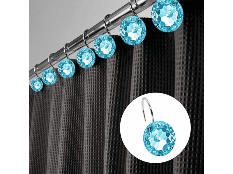  Crochets décoratifs pour rideau de douche - 12 pièces en acrylique transparent avec, bleu  - Conforama B