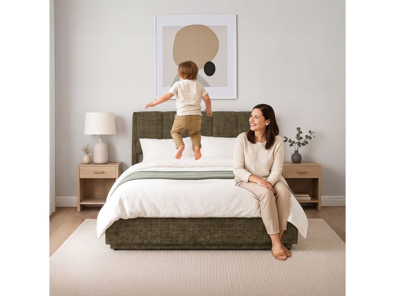  Lit double capitonné tröstiar avec éclairage led 140 x 200 cm vert [en.casa] Tröstiar - Conforama C