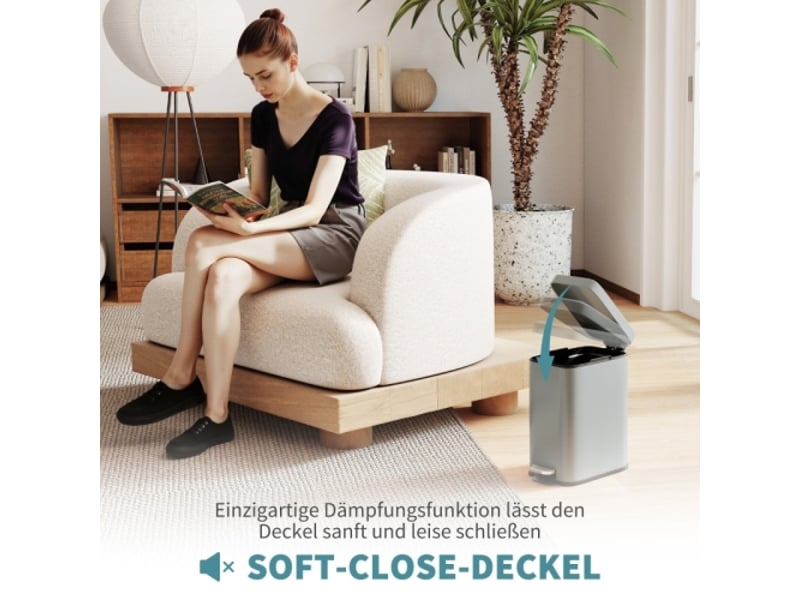 Poubelle à pédale grise 5 l en métal avec bac intérieur, compacte et pratique - Conforama B