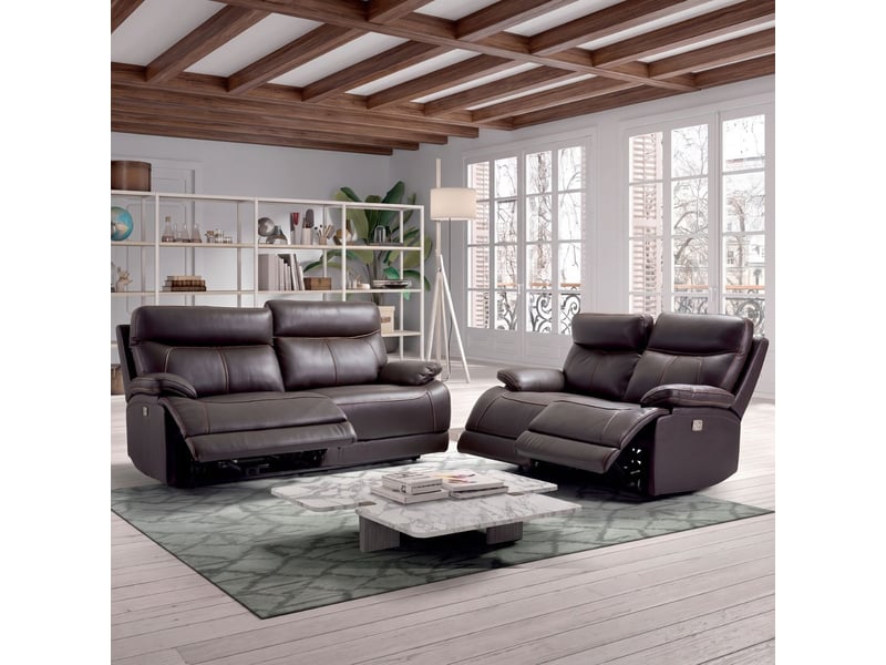  Canapé 2 places relax électrique cuir marron foncé - balios BALIOS - Conforama E
