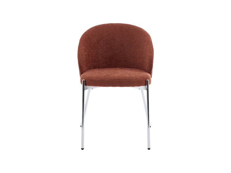  Lot de 2 chaises bois de peuplier teinté noyer. Acier chromé et tissu texturé terracotta - paul  - Conforama E