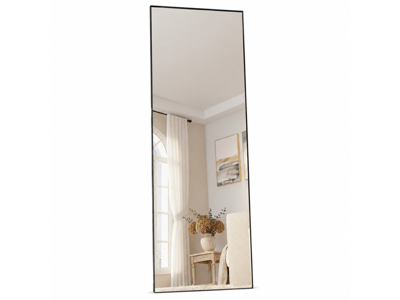  Miroir sur pied noir 165x60cm, miroir de sol rectangulaire pleine longueur, miroir mural à suspendre ou à poser,pour salle de bain, chambre, entrée  - Conforama A