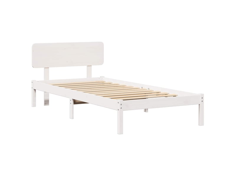 Lit simple- lit adulte - cadre de lit avec tête de lit blanc 90 x 200 cm pin massif - Conforama A