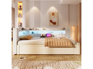 Lit gigogne 90x200 cm <strong></strong>  <strong></strong> coloris beige