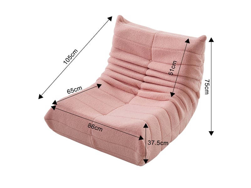  Fauteuil paresseux pour salon , canapé paresseux ,fauteuil poire , 86x65x75cm , moderne scandinave , rose ,velours , confortable  - Conforama C