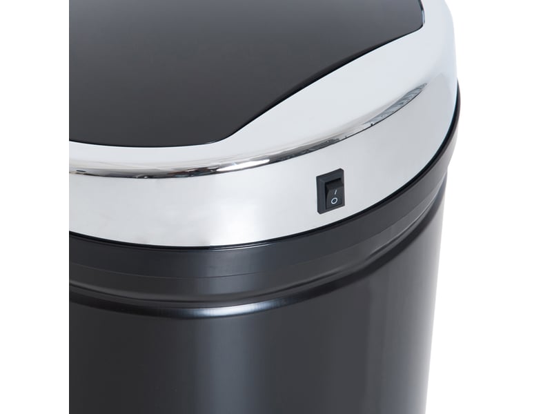 Poubelle automatique à capteur 42 l noire en acier avec couvercle, idéale pour cuisine et salle de bains - Conforama D