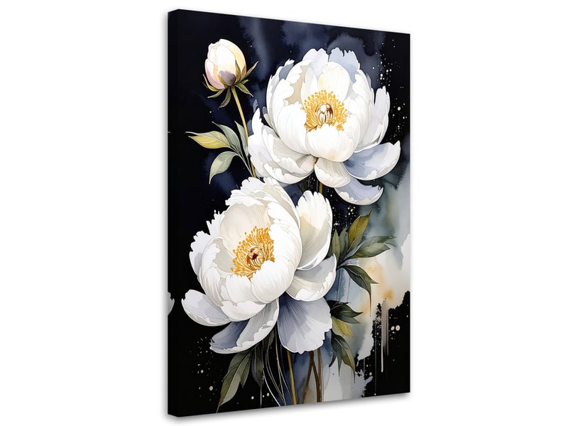 Tableau moderne, pivoines blanches fleurs plantes nature 60x90 1312609049 - Conforama A