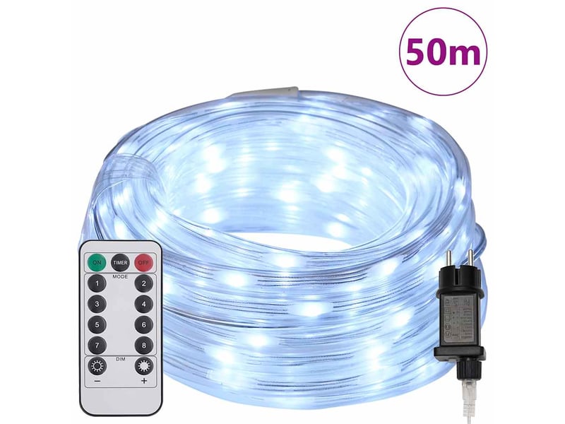 Lumière en corde, éclairage de noël avec 1200 led blanc froid 50 m pvc cf62225 - Conforama C