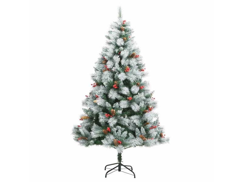  Sapin de noël artificiel, arbre de noël vert et blanc 210 cm shl1112  - Conforama E