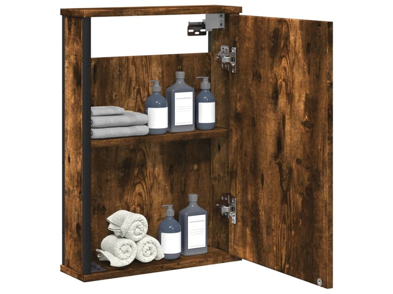  Armoire à miroir de salle de bain chêne fumé bois d’ingénierie shl5656  - Conforama B