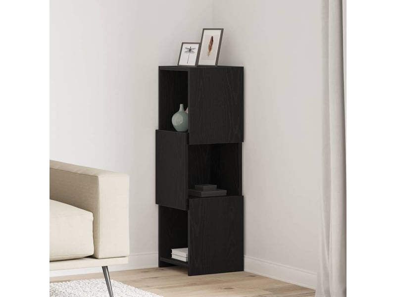  Meuble d'angle, meuble de rangement salon 30,5x30x95cm bois d'ingénierie chêne noir  - Conforama B