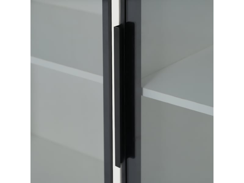 Vitrine led 120 x 30 x 73 cm - blanche - verre gris trempé, éclairage multicolore et fermeture douce - Conforama E
